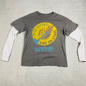 Goodie Two Sleeves Pink Floyd Graphic Tee Mens Small Gray Layered Long Sleeve